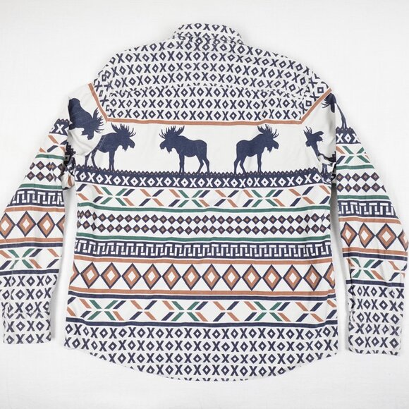 CHAPS Brushed Cotton Moose Shirt Men's XL Thick Chamois Collared Button Up - Picture 11 of 12